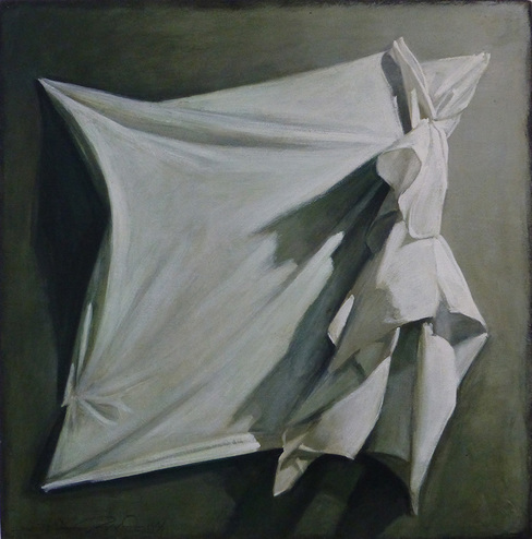 Shozo Nagano, Drape on Wall, Acrylic , 20 1/2" x 20 1/2"