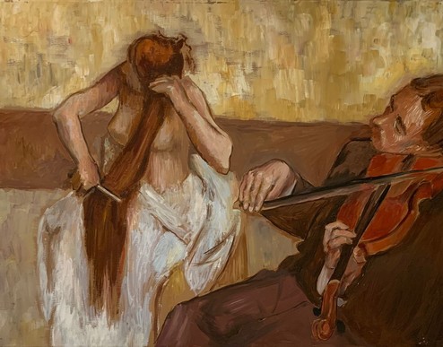 Duet for Charlotte Moorman, 1989, 30 x 40"
