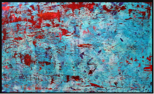 Nina Boodhansingh, Looking Through, 2015, Acrylic and sand on canvas, 36" x 60"